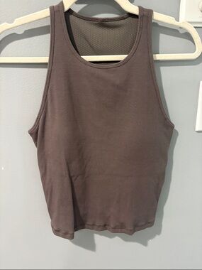 Vuori Ribbed Tank Top in Mauve Brown